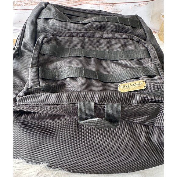 Steve Madden Desert Storm Black Canvas Backpack with Graffiti Interior - Picture 9 of 12